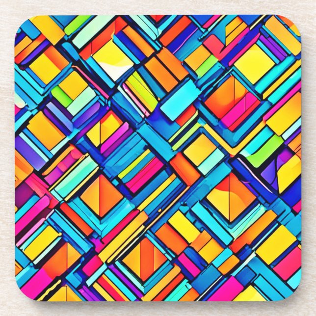 Porta-copo Padrões de neon-Abstrato vibrantes (Frente)