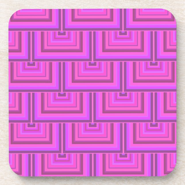 Porta-copo Padrões quadrados cor-de-rosa (Frente)