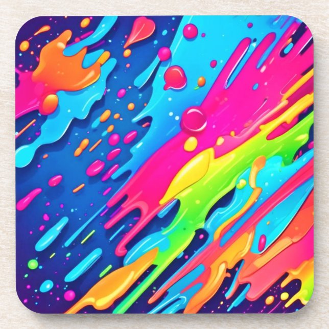 Porta-copo Paint Splatter colorido (Frente)