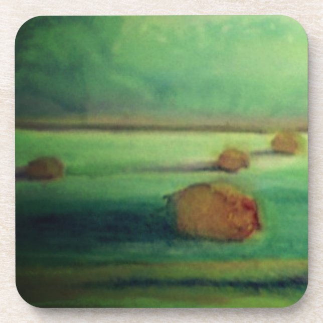 Porta-copo Paisagem aquosa com prados verdes (Frente)