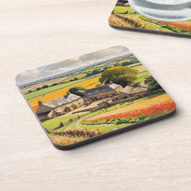 Porta-copo Paisagem Rural da Fazenda de Cenário Ilustrada (Left Side)