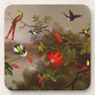 Porta-copo Paisagem tropical com dez beija-flores