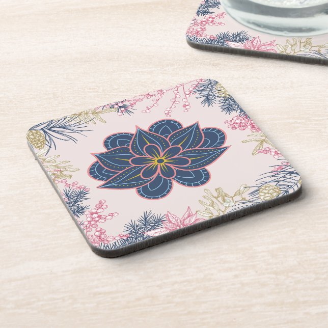 Porta-copo Paisley Art, Blue and Purple Graphic (Left Side)