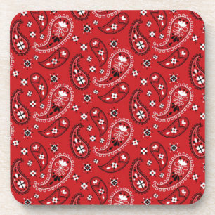 Porta-copo Paisley Pattern com Fundo Vermelho-23214