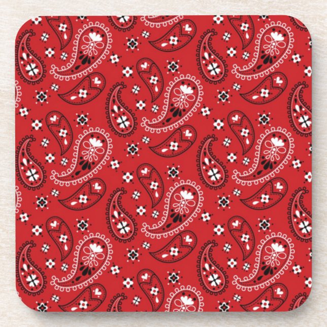 Porta-copo Paisley Pattern com Fundo Vermelho-23214 (Frente)