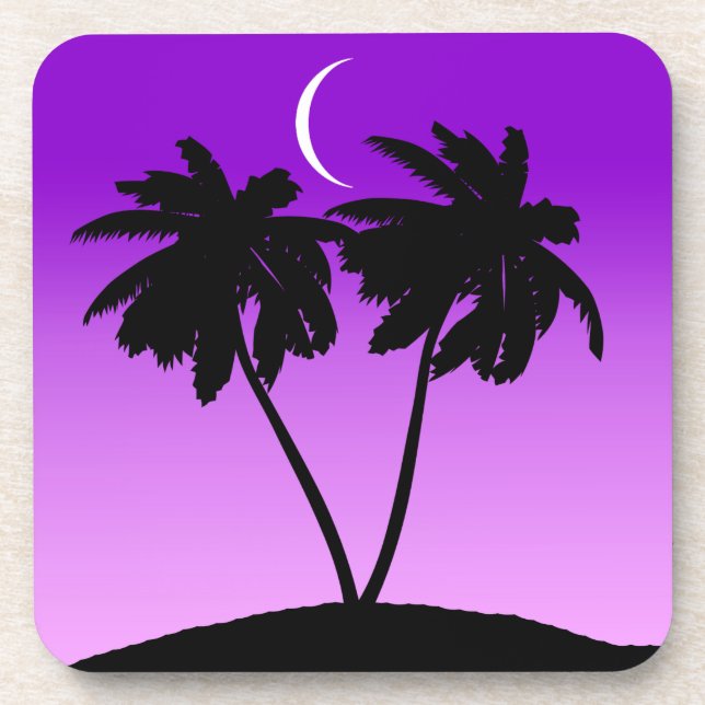 Porta-copo Palm Tree Silhouette em Púrpura (Frente)