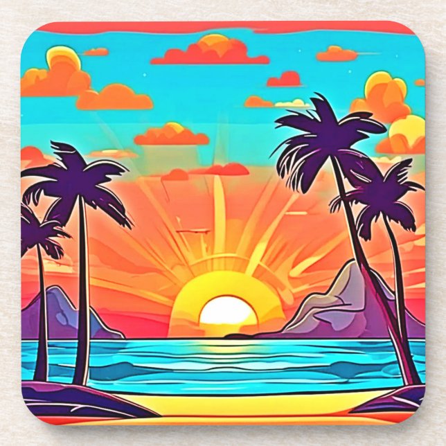 Porta-copo Palmas do Sol: Visão Tropical (Frente)