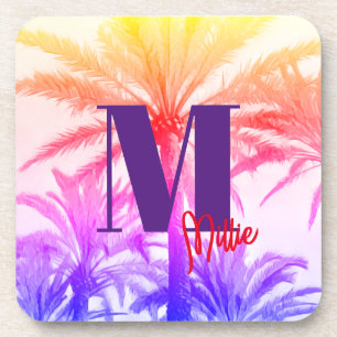 Porta-copo palmeira tropical de verão em anos 80 de neon retr