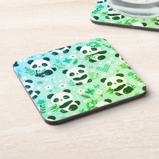 Porta-copo Panda Bear Pattern Green Impressão (Left Side)