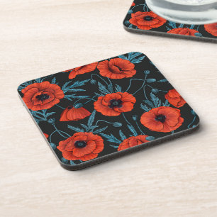Porta-copo Papagaios, vermelhos e azuis em preto
