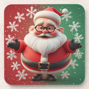 Porta-copo Papai Noel Alegre Rodeado de Flocos de Neve