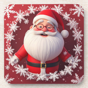 Porta-copo Papai Noel Alegre Rodeado de Flocos de Neve