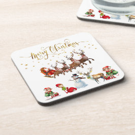 Porta-copo Papai Noel com renas puxando seu trenó