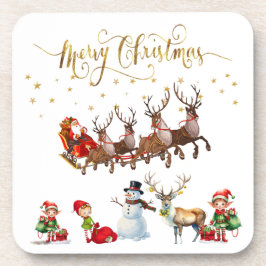 Porta-copo Papai Noel com renas puxando seu trenó