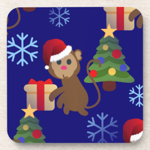 Porta-copo papai noel de natal, macaco emoji
