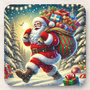 Porta-copo Papai Noel Entregando Presentes em um Natal Nevado