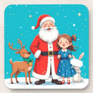 Porta-copo Papai Noel feliz com a donzela de neve