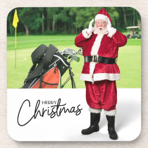Porta-copo Papai noel golfista na festa de Natal verde