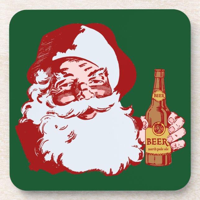 Porta-copo Papai Noel retro com um Natal da cerveja (Frente)