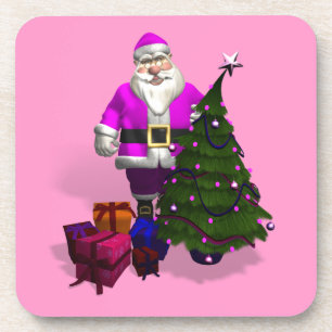 Porta-copo Papai Noel Rosa