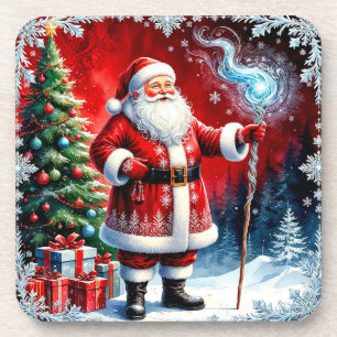 Porta-copo Papai Noel segurando cajado mágico