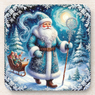 Porta-copo Papai Noel tradicional em cena de inverno festivo
