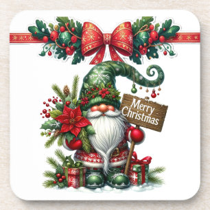 Porta-copo Papais noeis com Poinsettia no Natal