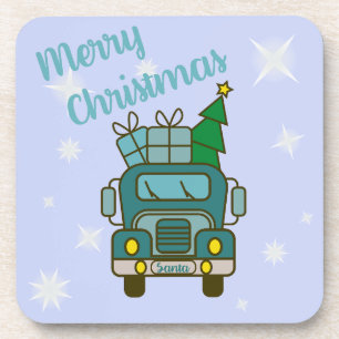 Porta-copo Papais noeis de frente de caminhão Feliz Natal