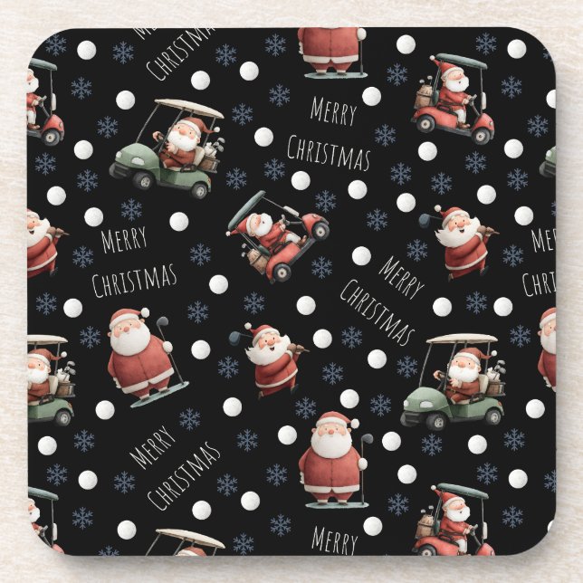 Porta-copo Papais noeis de golfe em preto (Frente)