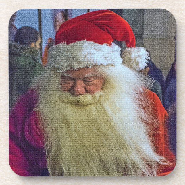 Porta-copo Papais noeis de Natal quadradas (Frente)