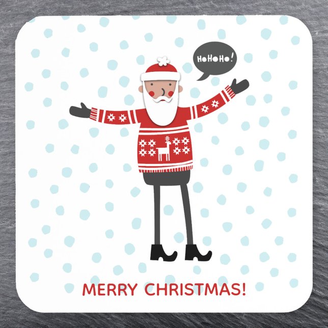 Porta-copo Papais noeis hipsteres (Fun Hipster Santa coaster with custom Merry Christmaws text)