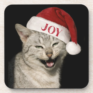 Porta-copo Papais noeis Muito Engraçados Gato Ria Foto Natal