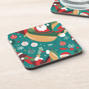 Porta-copo Papais noeis no padrão de Natal