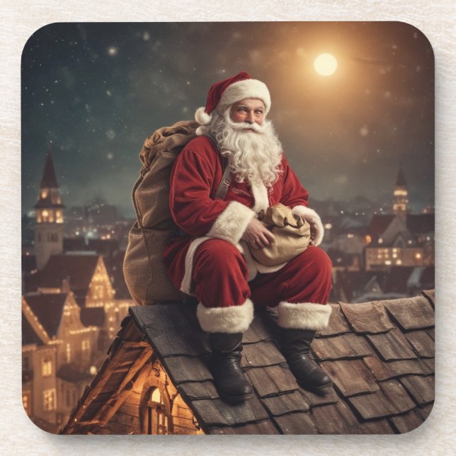 Porta-copo Papais noeis no telhado (Frente)