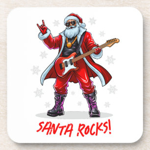 Porta-copo Papais noeis Rocks! Engraçado Papai Noel tocando v