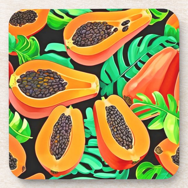 Porta-copo Papaya e Folhas Novo Padrão (Frente)