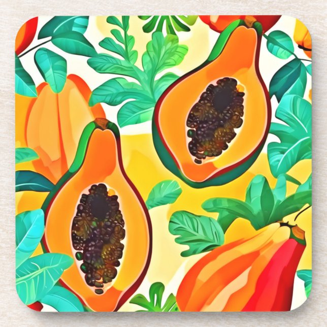 Porta-copo Papaya Pop Art tropical (Frente)
