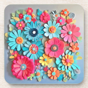 Porta-copo Papel Colorido Arte Floral