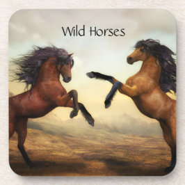 Porta-copo par de cavalos selvagens