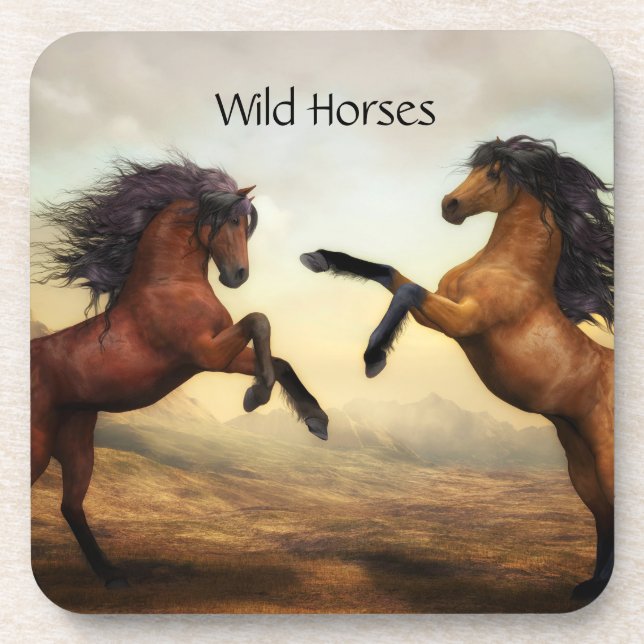 Porta-copo par de cavalos selvagens (Frente)
