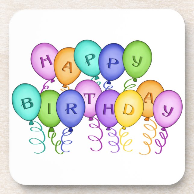 Porta-copo Parabéns Balões de Feliz Aniversário Conjunto de P (Frente)