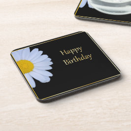 Porta-copo Parabéns com Flor Branco e Bkgrd Negro