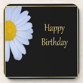 Porta-copo Parabéns com Flor Branco e Bkgrd Negro