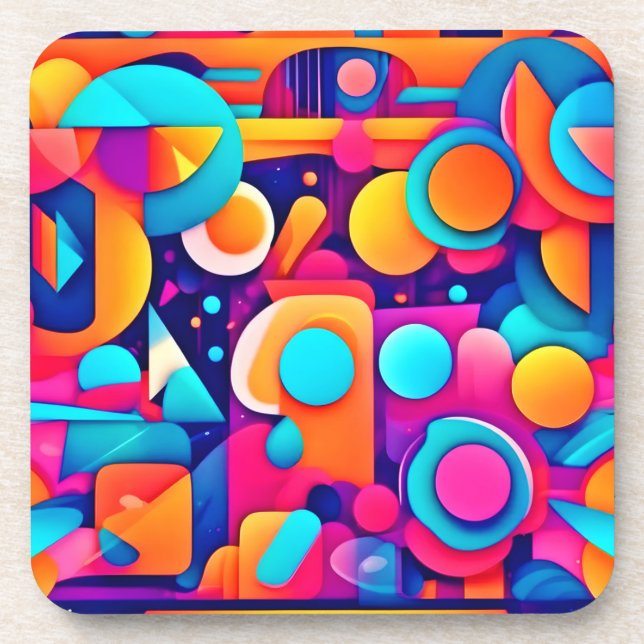 Porta-copo Parada Geométrica no Caos Colorido (Frente)