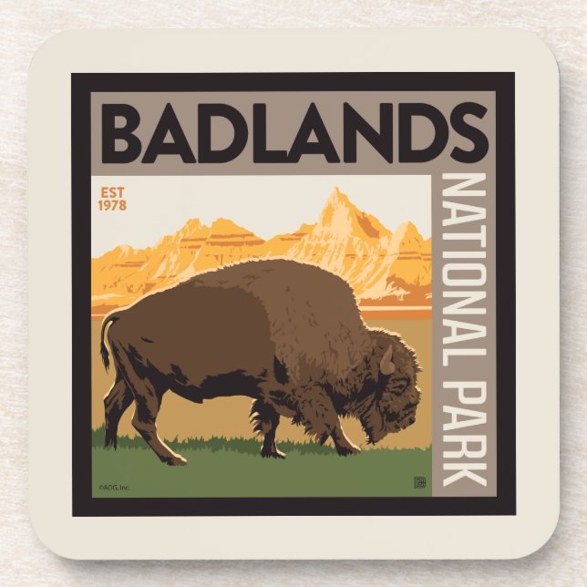 Porta-copo Parque Nacional Badlands | Buffalo (Frente)