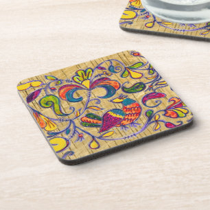 Porta-copo Pássaros do norte no fundo de madeira