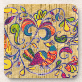 Porta-copo Pássaros do norte no fundo de madeira