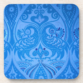 Porta-copo Pássaros Pavões Orientais Azuis