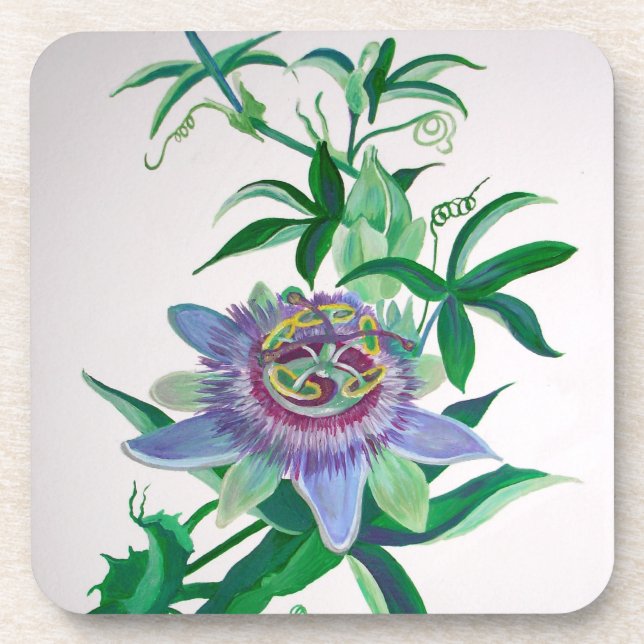Porta-copo Passion Flower Botanical Art (Frente)