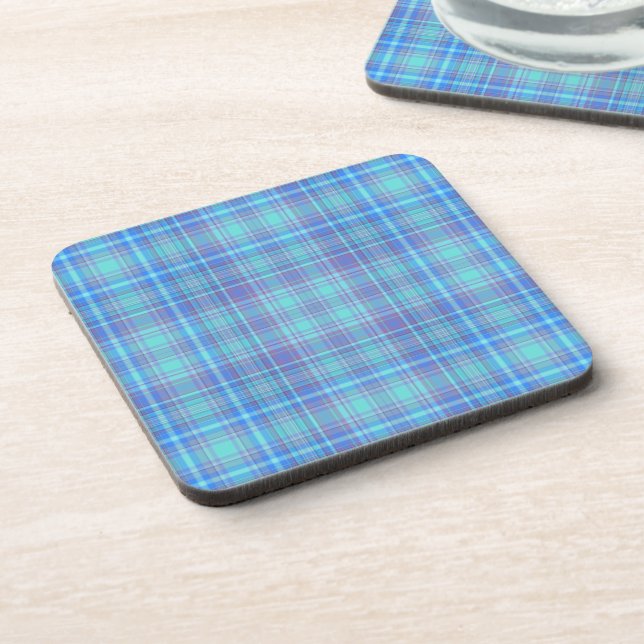 Porta-copo Pastel Blue Plaid Pattern (Left Side)